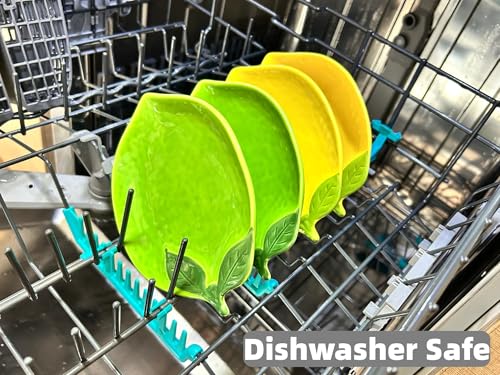 Ceramic Spoon Rest for Stove Top & Kitchen Counter Spoon Holder for Stove & Cooking Spoon Holder for Ladle Cute Coffee Spoon Rest Utensil Rest Spatula Rest (Green)