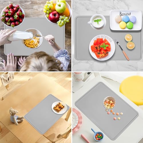 Silicone Placemats with Raised Edges for Kids
