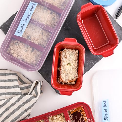 5"x3" Ceramic Baking Dishes with Lids (Cranberry / 5"x3" - MADE IN USA)