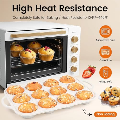 Silicone Muffin Pan with Metal Reinforced Frame (Standard 1p+Jumbo 1p)
