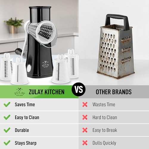 Rotary Cheese Grater Manual Hand Crank 5 Blade Shredder