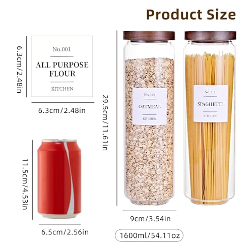 Glass Pantry Storage Jars with Acacia Airtight Lid (50OZ-3PCS)