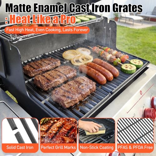 18.75 Inch Cast Iron Grill Grates for Weber Genesis II 300 Series (18.74" Weber Genesis II 300)