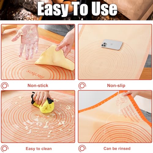 Silicone Pastry Mat 36x24 Inch Extra Large Baking Mat with Measurements (Orange / 24"L x 36"W)