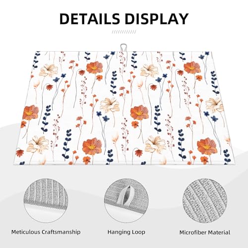 Orange Flower Decorative Dish Drying Mat for Kitchen Counter Watercolor Orange Floral Drying Pad 18x24 Inch Modern Absorbent Reversible Dish Drainer Rack Mats (Orange Flower / 18 x 24 inch)