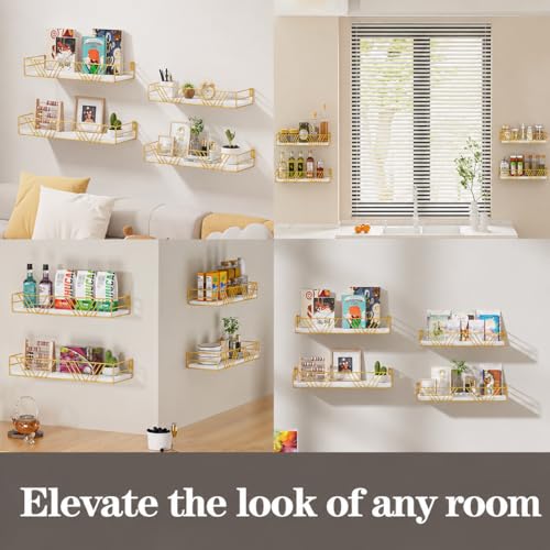 Floating Shelves for Wall Set of 4 (Gold)
