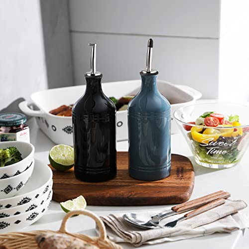 Sweejar Ceramic Olive Oil Dispenser Bottle (15.5 oz, Set of 1 / Black)