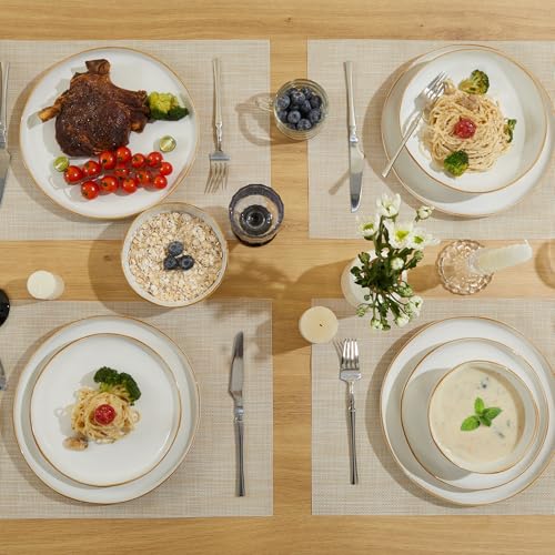 Stoneware Dinnerware Sets for 8 (White / Set (24pcs))