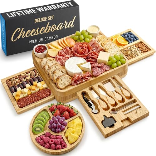 Premium Bamboo Cheese Board Set (Deluxe Set)