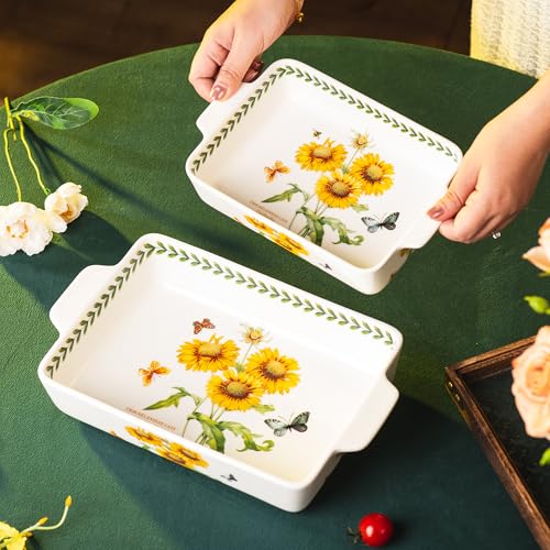 ONCCI In Glaze Ceramic Baking Dish Set of 2 (Sunflower)