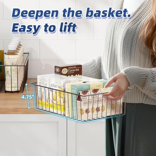 8 Pack Large Metal Wire Baskets for Storage