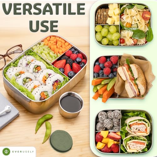 Stainless Steel Bento Box + Condiment Container (Sage / 60oz / 1800ml)