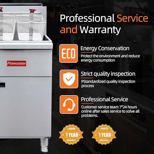 Commercial Gas Floor Fryer with 2 Baskets (Natural Gas 80 lb)