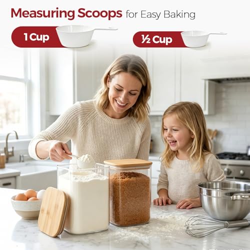 Glass Flour Containers with Lids 1 Gallon 2 Pack Pantry Organization (1gallon*2)