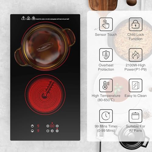 12 Inch 2 Burner Electric Cooktop
