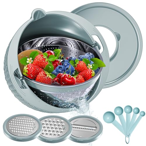 4 1 Strainer with Bowl & Spoons Set (Blue)