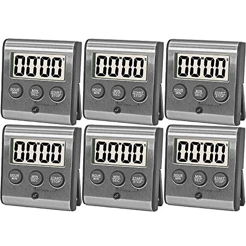 Elegant Digital Kitchen Timer Stainless Steel (6-Pack eT-78)