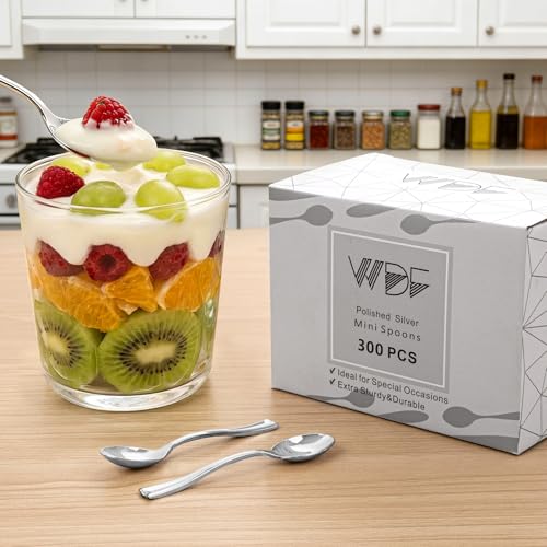 300 Pieces Plastic Silver Mini Spoons (Silver / Mini Spoons)