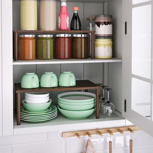 2 Pack Cabinet Organizer Shelf (15.8"W / Brown)
