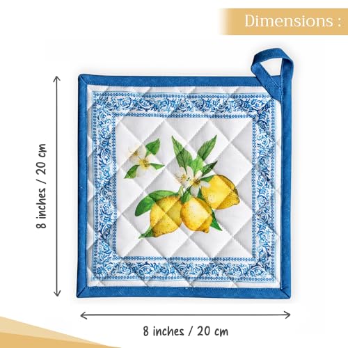 Pot Holders 100% Cotton Potholders (032 - Cedrat / 8" x 8" (Pot Holder Pack of 2))