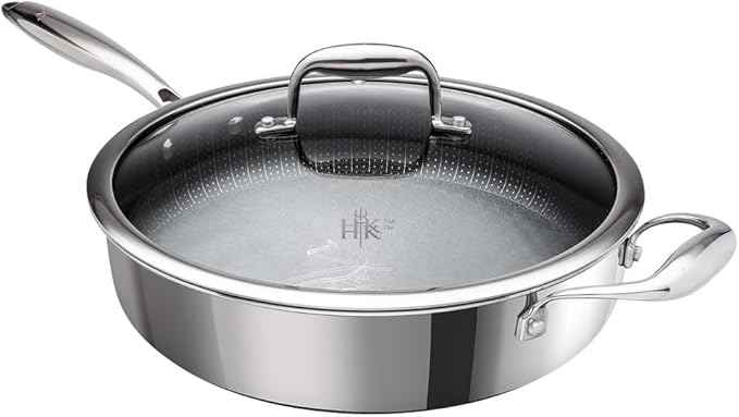 Hell’s Kitchen Hybrid Cookware 6 Piece Pot Set, 11 In Fry Pan, 4 Qt Sauté Pan, 7.5 Qt Pot, 2 Tempered Glass Lids, Nonstick, Scratch-Resistant, Dishwasher Safe, Multi-Cooktop Oven-Safe