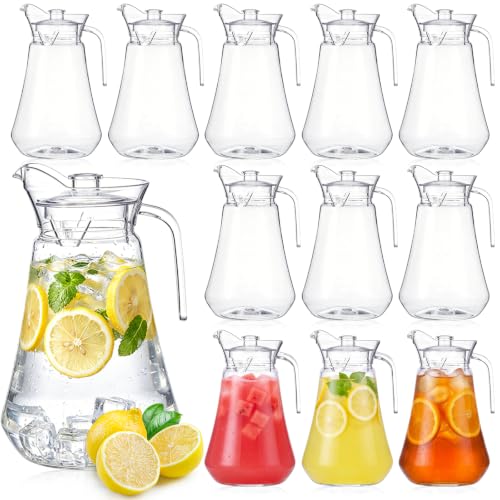Tessco 12 Pcs Plastic Pitchers 60 Oz Clear Water Beer Jug Large (Modern)