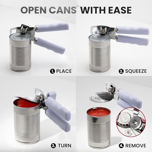 Manual Can Opener Heavy Duty Patented Stainless Steel (Spring Lilac / Comfy Grip)