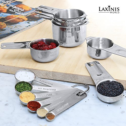 Stainless Steel Measuring Cups and Spoons Set