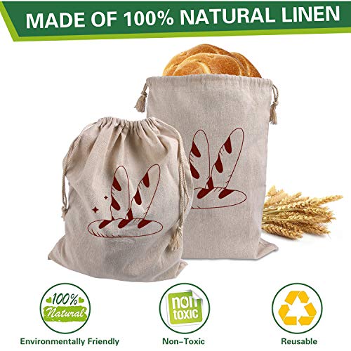 4 Packs Linen Bread Bags for Homemade Bread