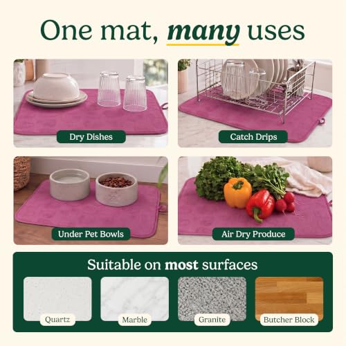 Cuisinart Dish Drying Mat for Kitchen Counter (Hearts Pink)