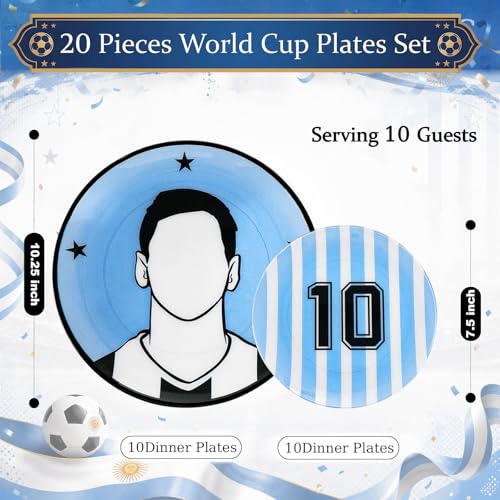 20Pcs Blue Plastic Soccer Plates (20 Pieces / Blue)