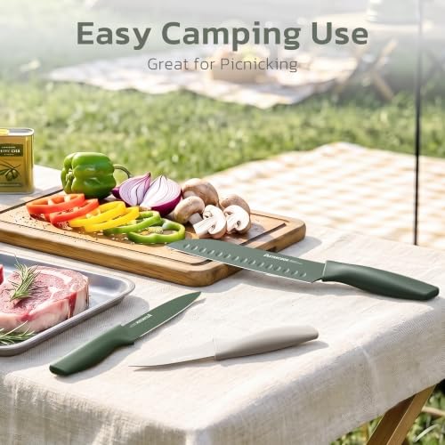 Knife Set 13 Pieces Kitchen Knives Set with Healthy Anti (Green)