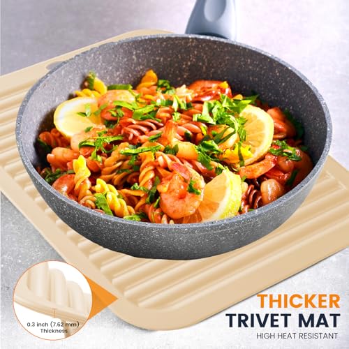 Silicone Trivet Mats 4 Heat Resistant Pot Holders Multipurpose Non (Ivory White)