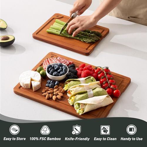 Bamboo Cutting Board Set Non Slip Feet Over Sink Day Gifts Best Mama Mommy Bonus Busy Mom Ever Christmas Xmas Birthday Law Step Stepmom Stepmother Who Have Everything Good Unique Useful Present (2 Pack / Brown)