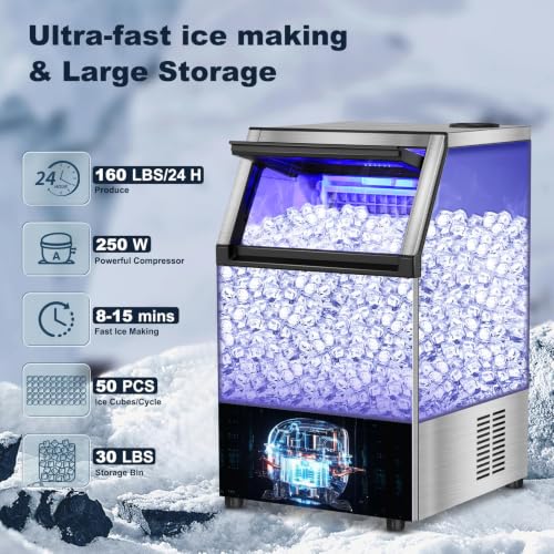 Commercial Ice Maker Machine (160Lbs/24H-CL50-1)