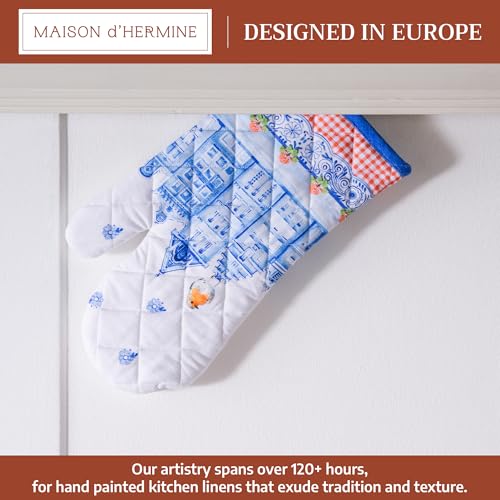 Maison d'Hermine Oven Gloves 100% Cotton Oven Mitt (008 - Amsterdam Canals / 7.5" x 13" (Oven Mitt))