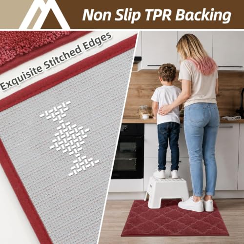 Kitchen Rugs Non Slip Washable 24"x36" (Red / 24"X 36")