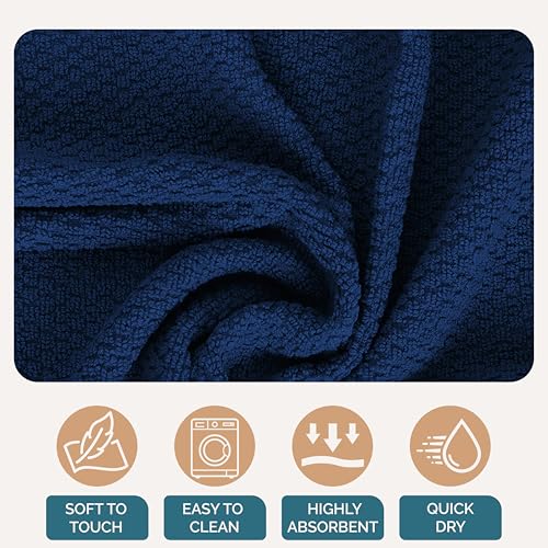 Kitchen Towel Set 8 Pc 4 Dish Cloths (Terry - Indigo / Kitchen Towel Set - 8 Pack)