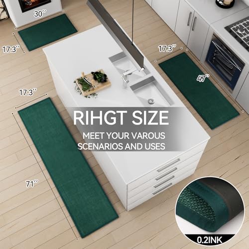 Kitchen Mat Set of 2 PCS (Green / 17.3"x47"+17.3"x30" (Set of 2))