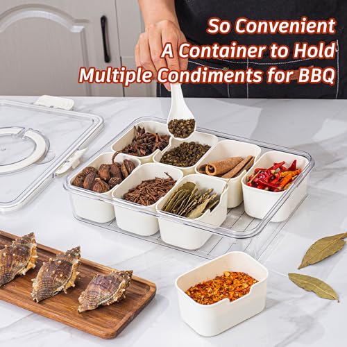 Divided Serving Tray with Lid and Handle (White-1 Pack)