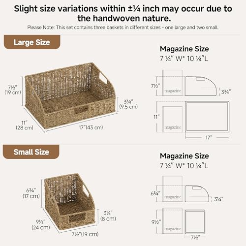 Seagrass Storage Baskets (Natural(Seagrass) / 17"L x 11"W x 7½"H + 2x 7½"L x 9½"W x 6¾"H)