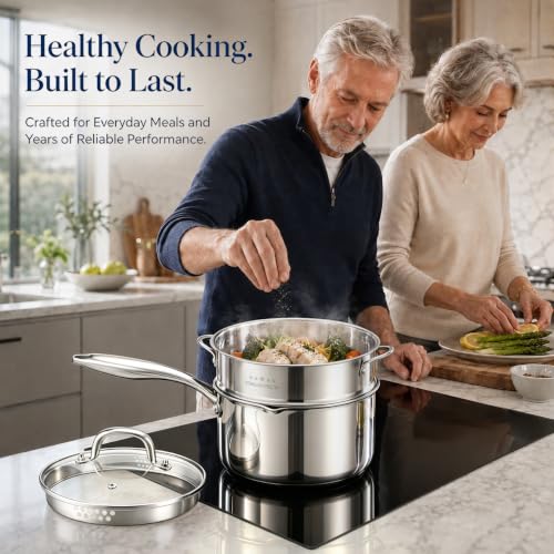 Tri Ply Stainless Steel Pot with Steamer (3.5 Quarts)