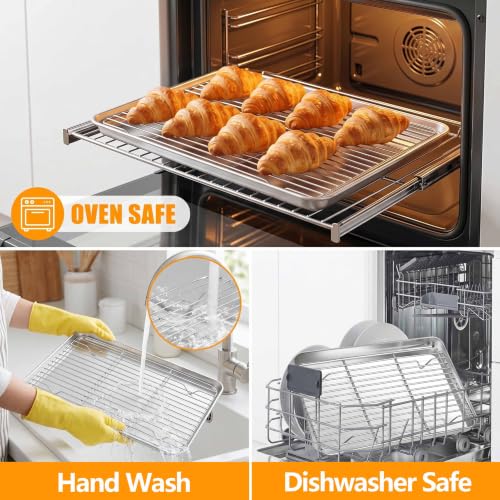 16x12 Inch Stainless Steel Baking Sheet with Wire Cooling Rack Set (16x12x1)