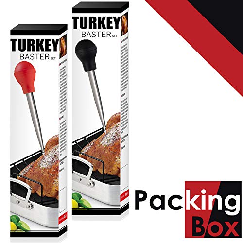 Stainless Steel Turkey Baster & Barbecue Basting Brush With 2 Flavor Injector Needles