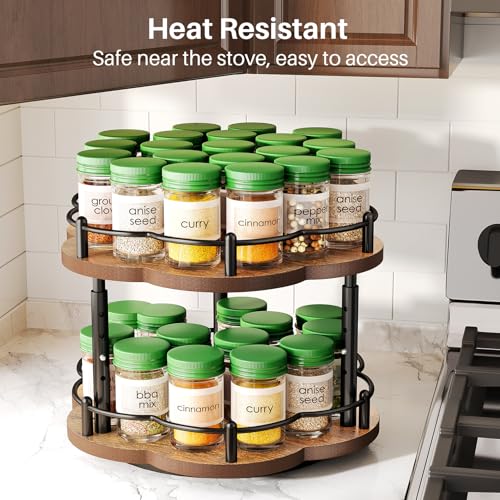 2 Tier Lazy Susan Spice Rack Organizer for Cabinet