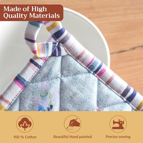 100% Cotton Oven Mitt & Pot Holder Set (054 - Sweet Rose Lavender - Lush / 7.5" x 13" & 8" x 8" (Oven Mitt & Pot Holder))