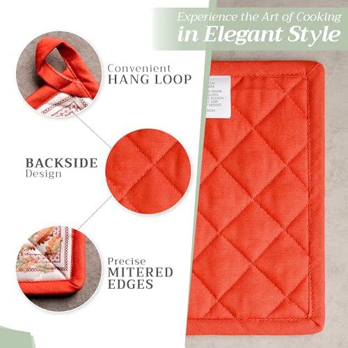 Pot Holders 100% Cotton Potholders (056 - Amarante / 8" x 8" (Pot Holder Pack of 2))