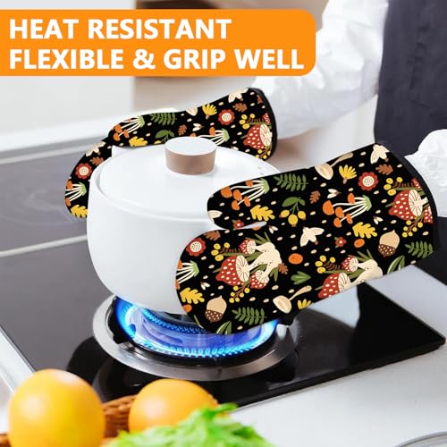 Red Mushroom Oven Mitts and Plant Pot Holders Sets 4Pcs (Red Mushroom)