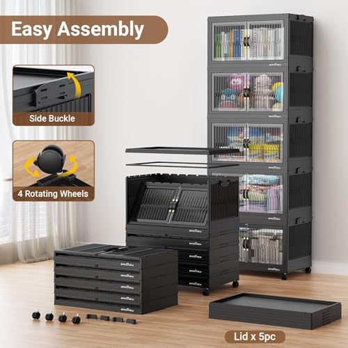 600Qt Stackable Storage Bins with 5 Lids (5 Count)