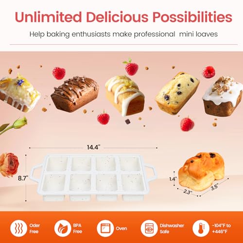 Single 8 Cavity Mini Silicone Loaf Mold (Cream / Mini Loaf-Cream (1 Pack))